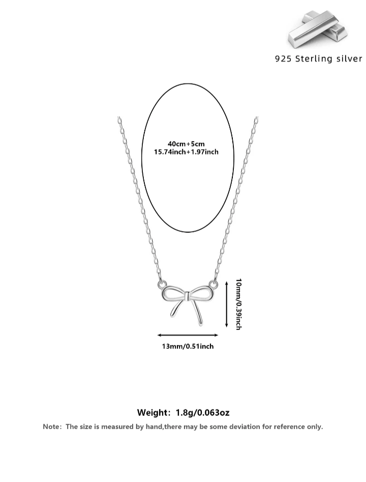 Luxury S925 Sterling Silver Minimalist Unique Design Bowknot Necklace