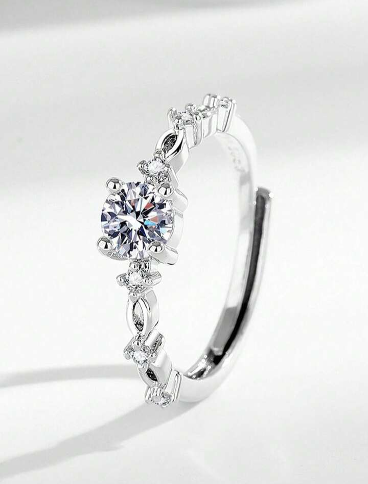Stainless Steel Exquisite 4-Claw Diamond Ring