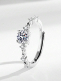 Stainless Steel Exquisite 4-Claw Diamond Ring