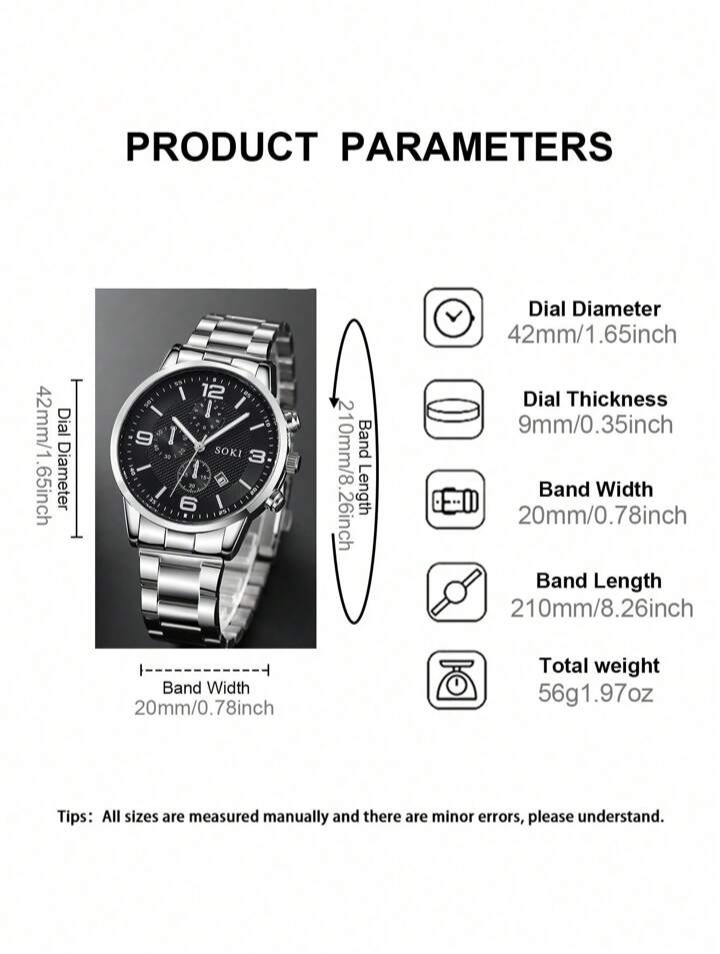 SOKI Calendar Dial Quartz Watch