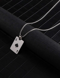 Stainless Steel Sweater Chain Poker Card Pendant Necklace, Spades A